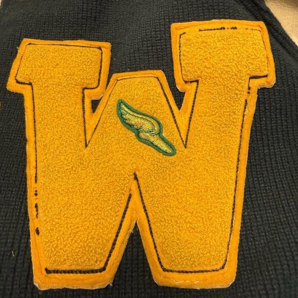 Vintage Sand Knit Doe Lon Letterman Varsity Jacket Mens 40 21x25 Chain Stitch - Picture 6 of 16